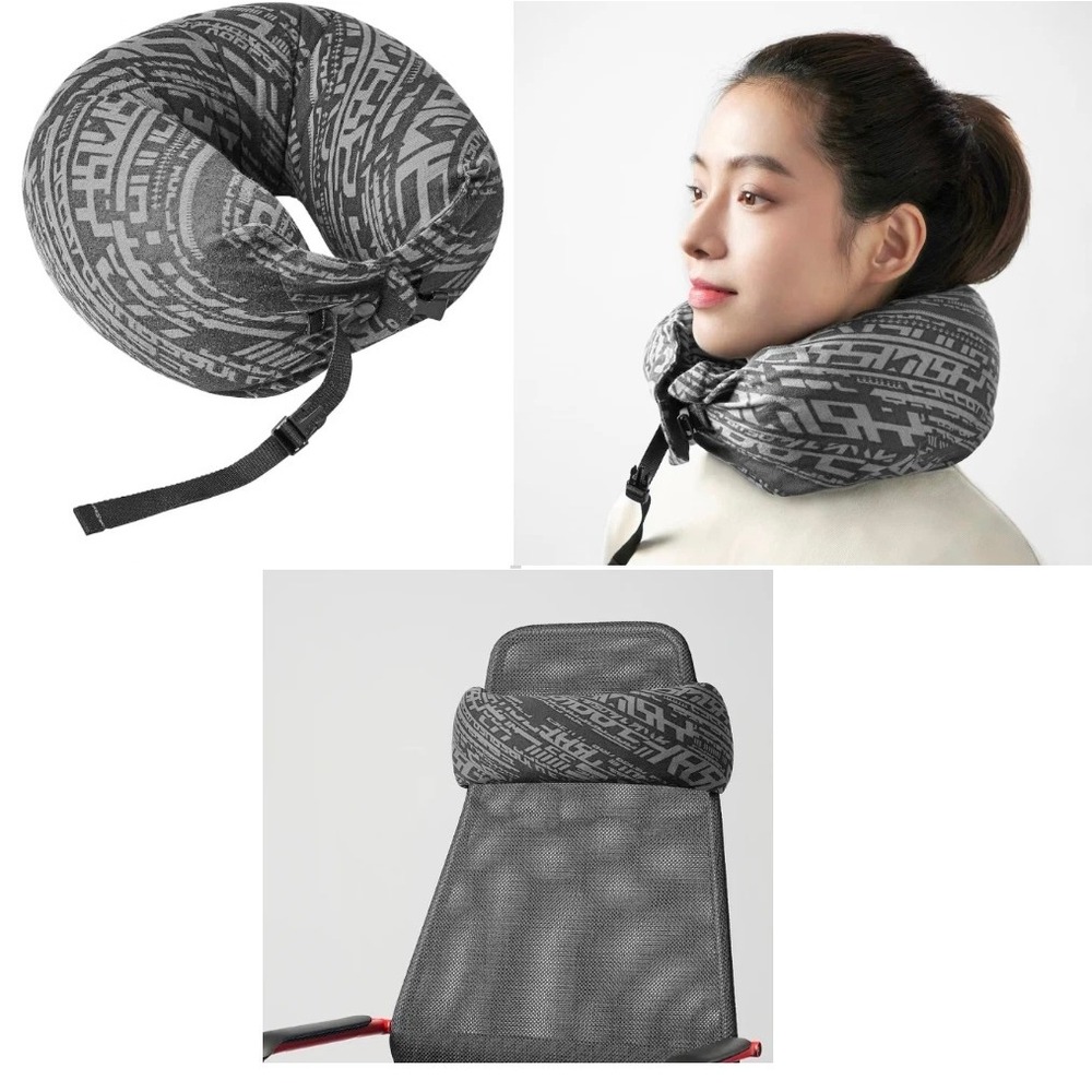 IKEA LANESPELARE Neck Pillow Gaming Travel Support Black Grey NEW